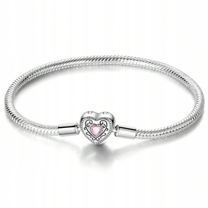 Charms Bransoletka modułowa Serce Cyrkonia Srebrna 925 18 cm Pudełko