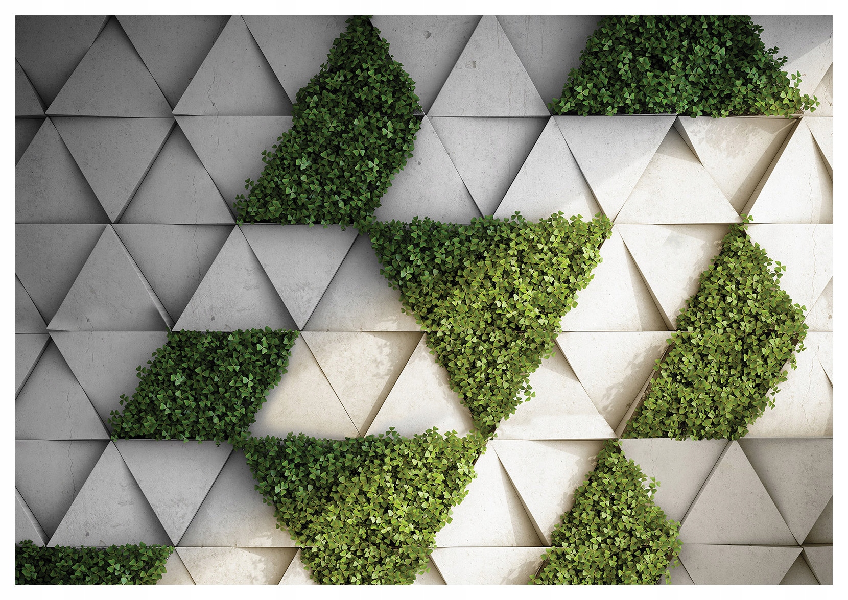 Fototapeta Geometrické trojuholníky so zeleňou, sivé pozadie 416x290 lepidlo