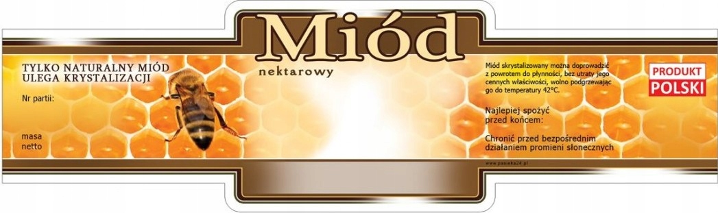 

Etykieta ozdobna na miód Uniwersalna 100szt E222