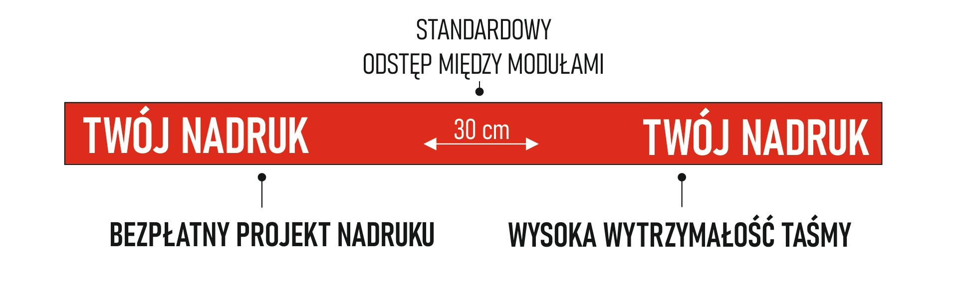 TAŚMA PP NADRUK 12 mm polipropylenowa CZERWONA Długość 2500 m