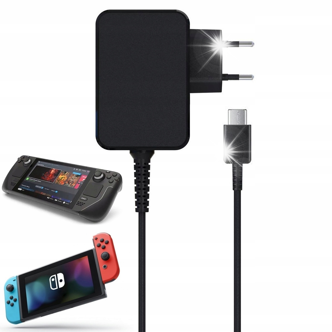 Ładowarka Sieciowa Zasilacz USB-C Kabel 65W do Nintendo Switch 2 /LCD/OLED