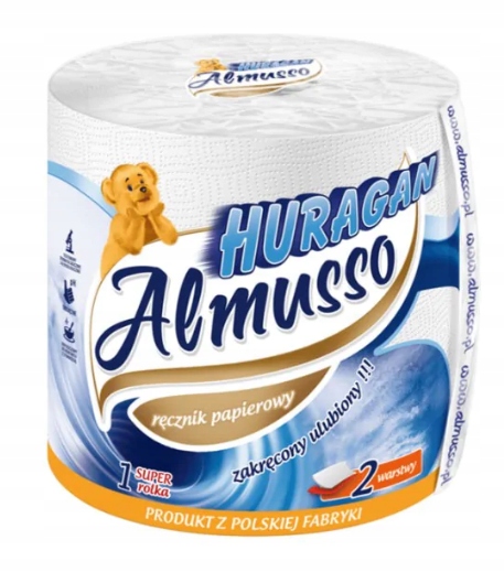 Ręcznik papierowy XXL 2W 60m Almusso Huragan Liczba listków w rolce 300