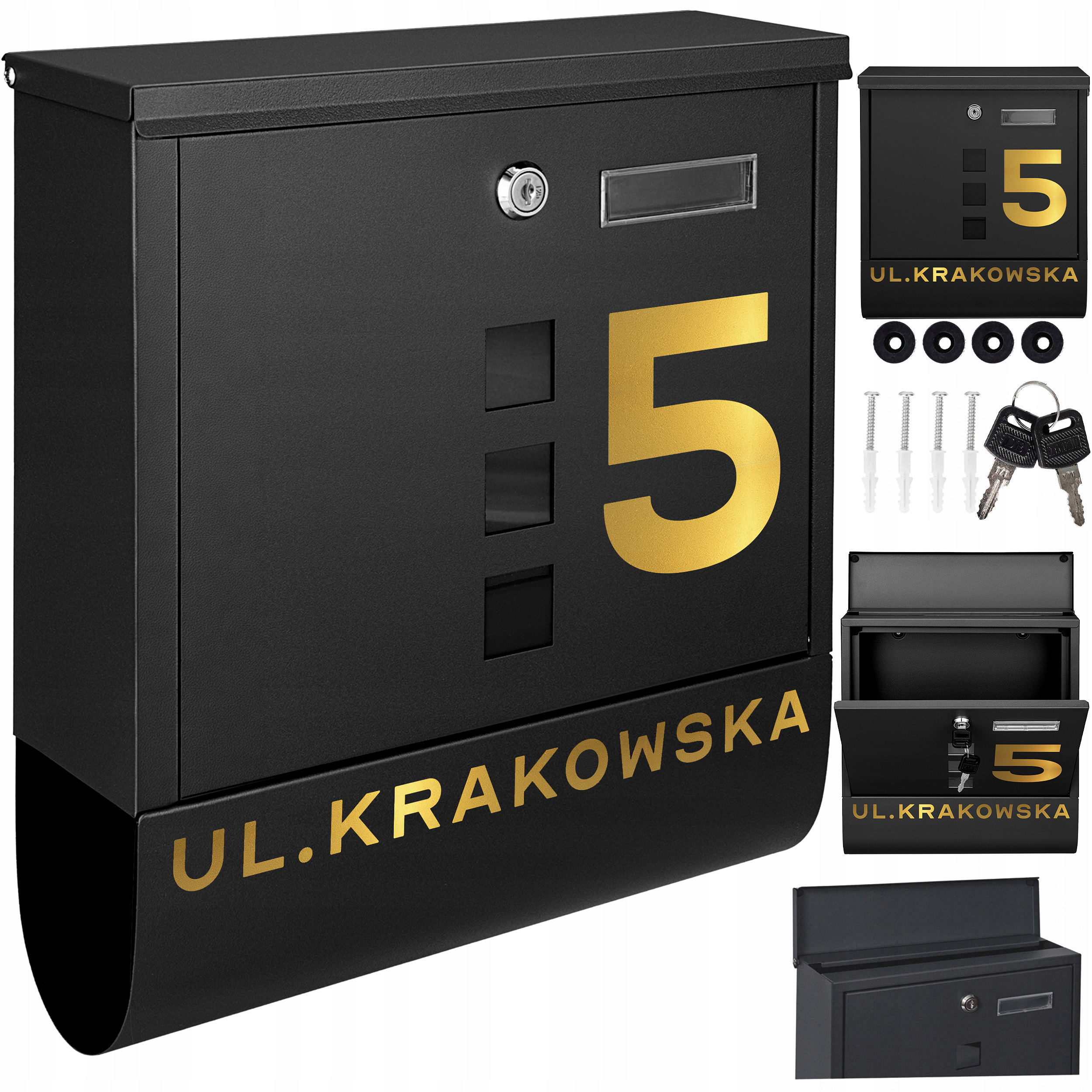 Poštovní Schránka Na Poštovní Dopisy Černá Zlatý Nápis