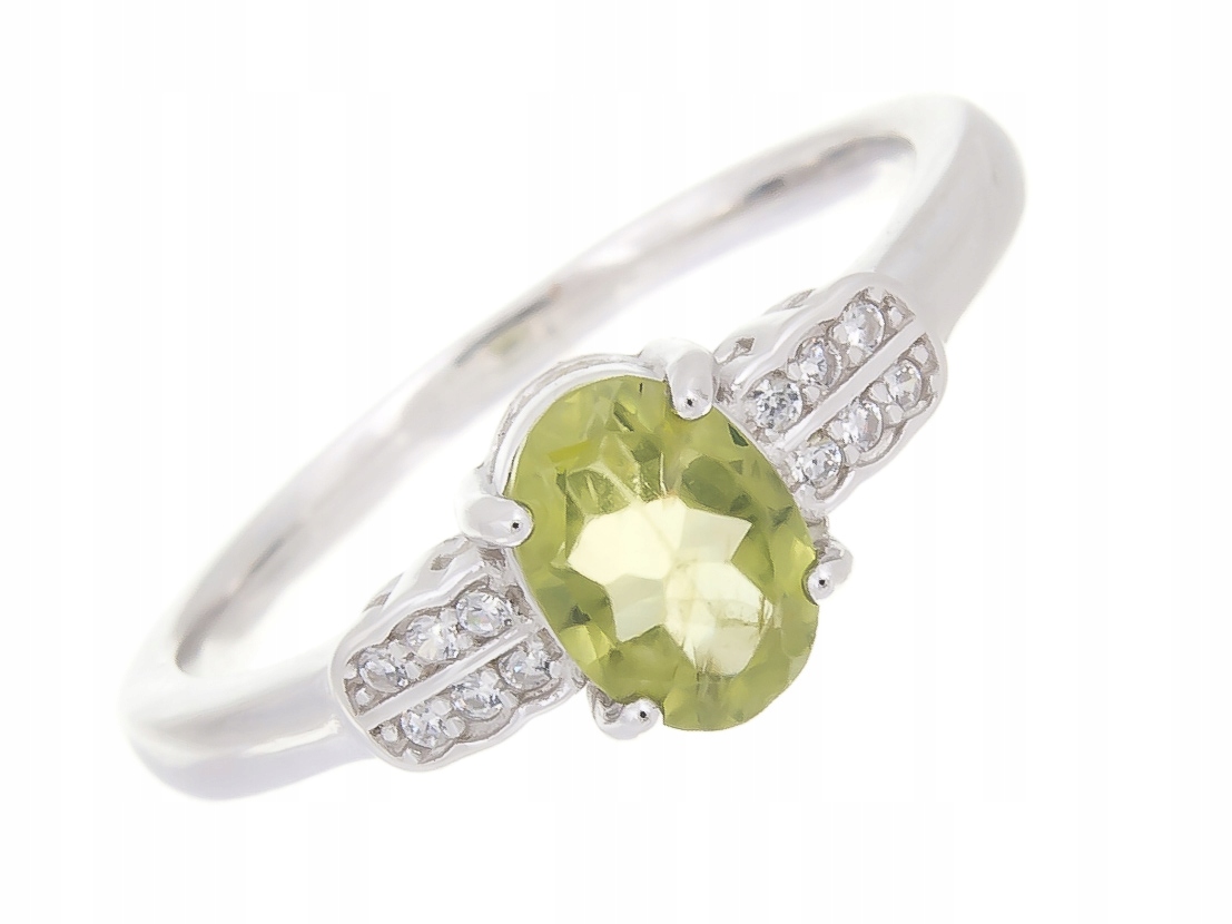 Rhodiem Pokovaný Prstýnek Vel .13 Přírodní Peridot