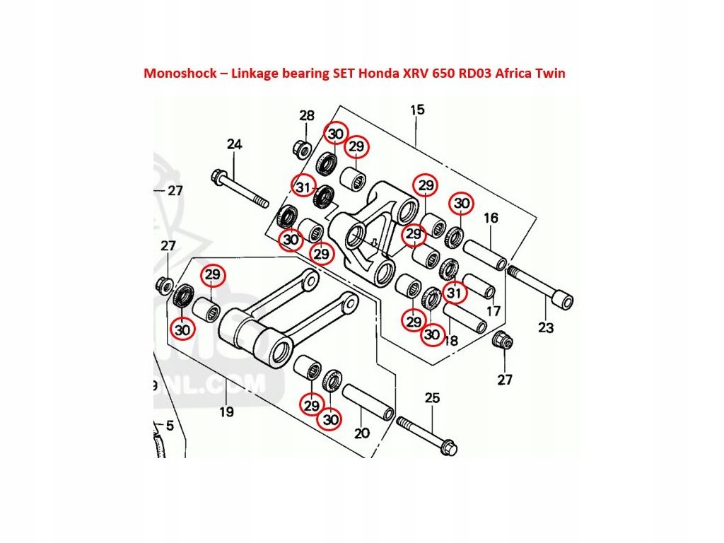 Xrv 650 Africa Twin RD03 Opravná sada Kolísky kyvadla Ložiská Kiwaka