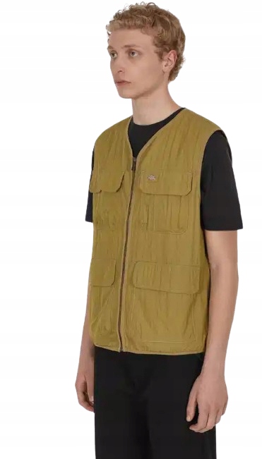 Dickies Ležérní Khaki Vesta Na Zip S Kapsami Xs K1C