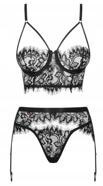 OBSESSIVE LASHY KOMPLET BIELIZNY 3-CZĘŚCIOWY L/XL Marka Obsessive