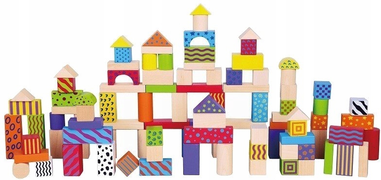 VIGA DREWNIANE KLOCKI W WIADERKU 100 ELEMENTÓW ZESTAW KOLORY Marka Viga