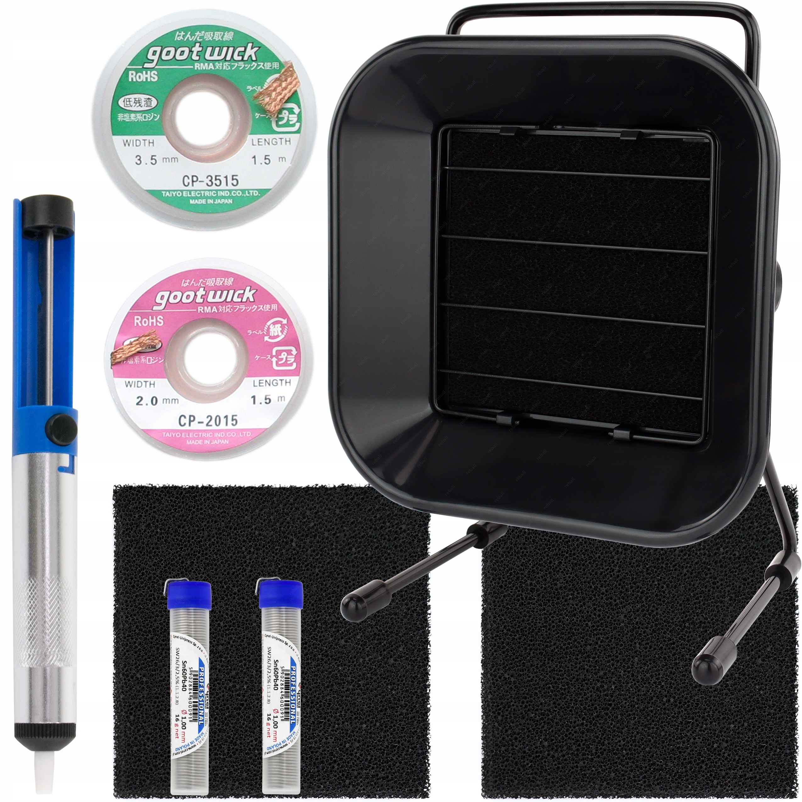 ZESTAW POCHŁANIACZ DYMU OPARÓW PYŁU REBALL 493-1 30W + ZESTAW LUTOWNICZY