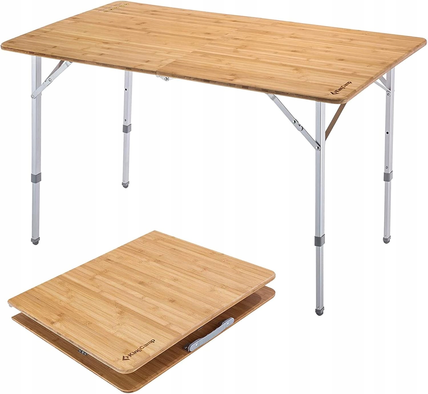 KingCamp skládací bambusový kempingový stůl s nastavitelnými nohami, taška