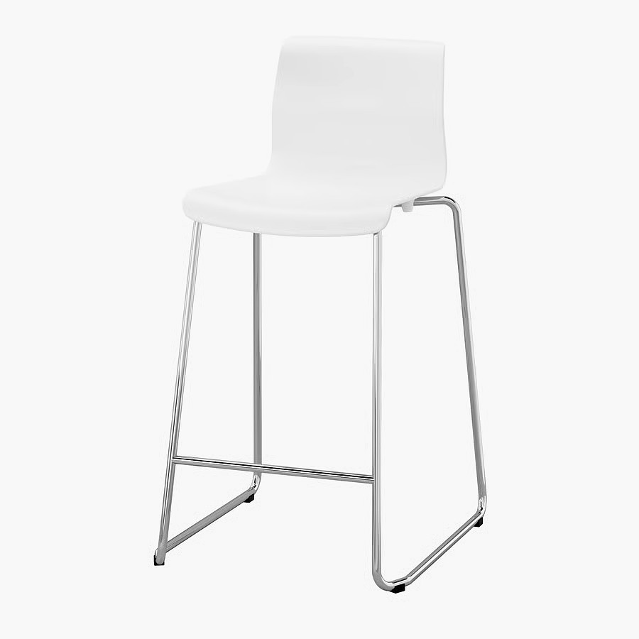Glenn barová stolička s opěradlem, výška desky bílá, chrom, 66 cm