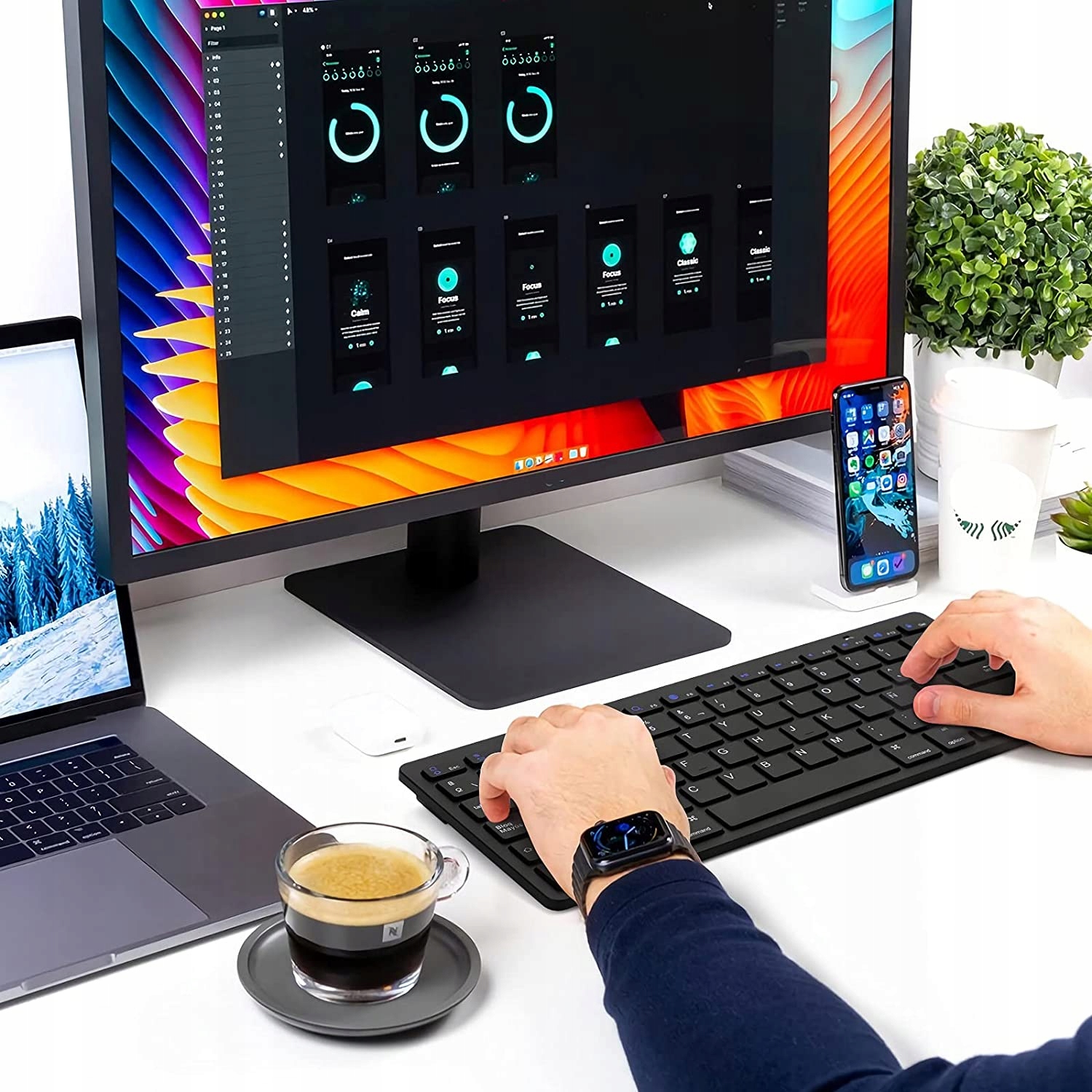 BEZPRZEWODOWA KLAWIATURA BLUETOOTH SMART TV PC iOS TELEFON TABLET LAPTOP Typ klawiatury mechaniczna