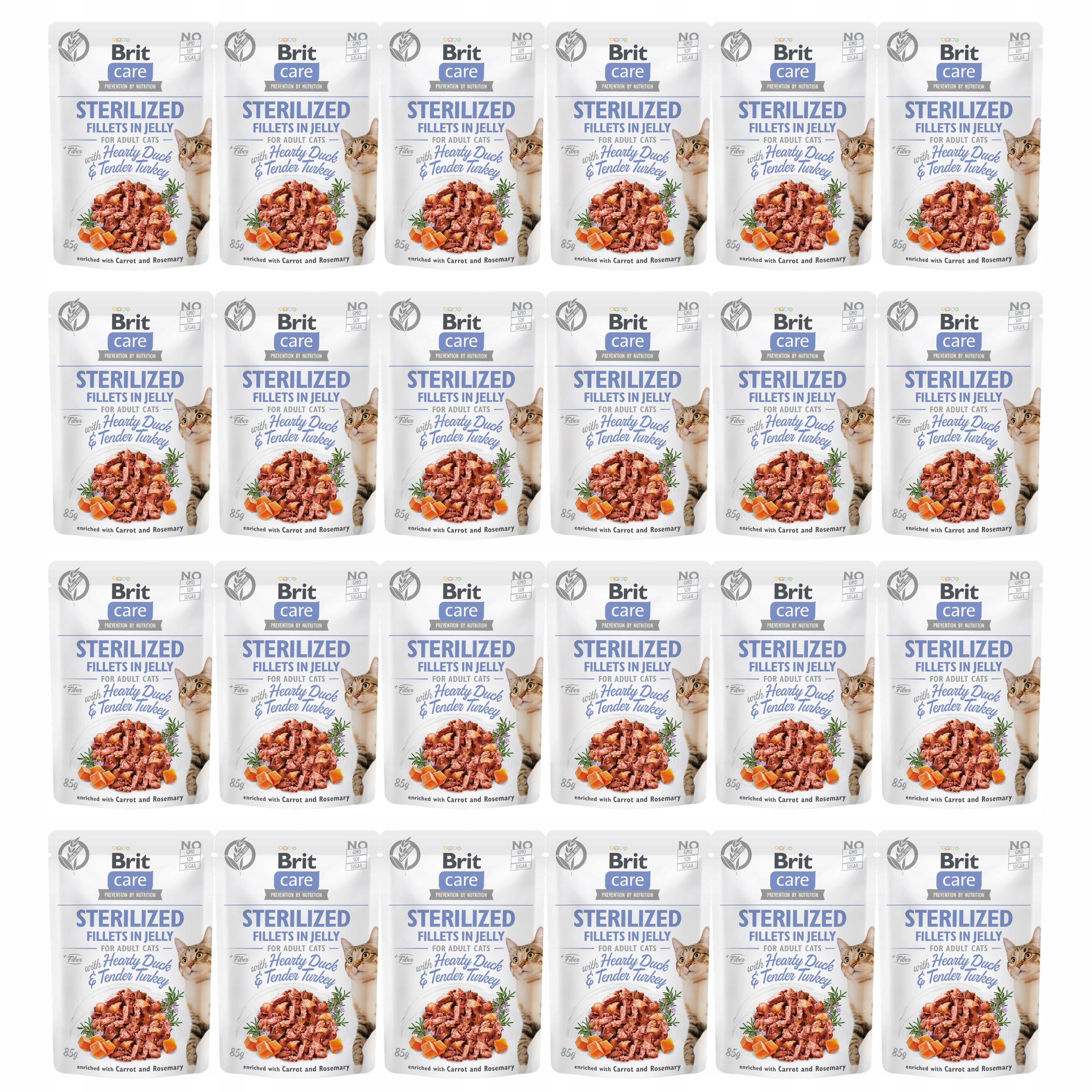 Brit Care Sterilized krmivo pro mokré kočky fillets jelly kachna krůta 24 x 85 g