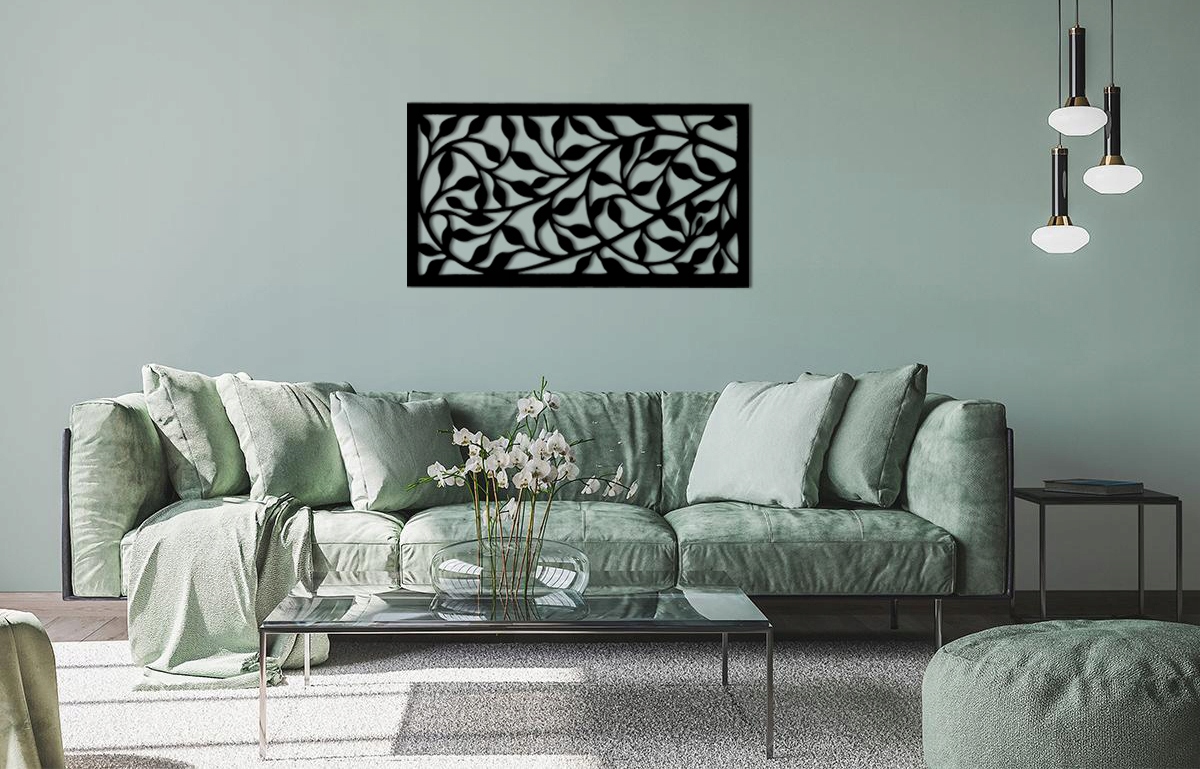 OBRAZ AŻUROWY DEKORACJA ŚCIENNA PANEL LIŚCIE W07 Wysokość produktu 58 cm