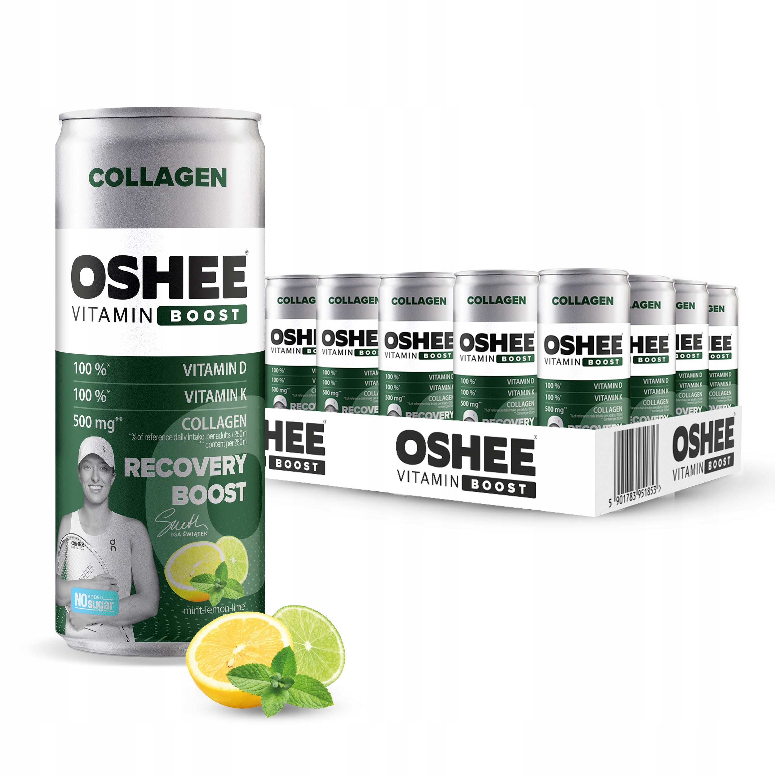 24x Oshee Vitamin Boost Collagen mięta cytryna limonka z kolagen 250 ml