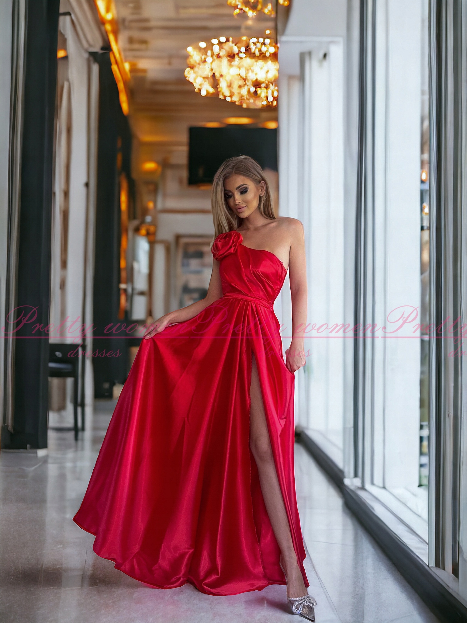 Šaty Na Svatební Hostinu Danostia Květ Dlouhá Červená 34 Xs