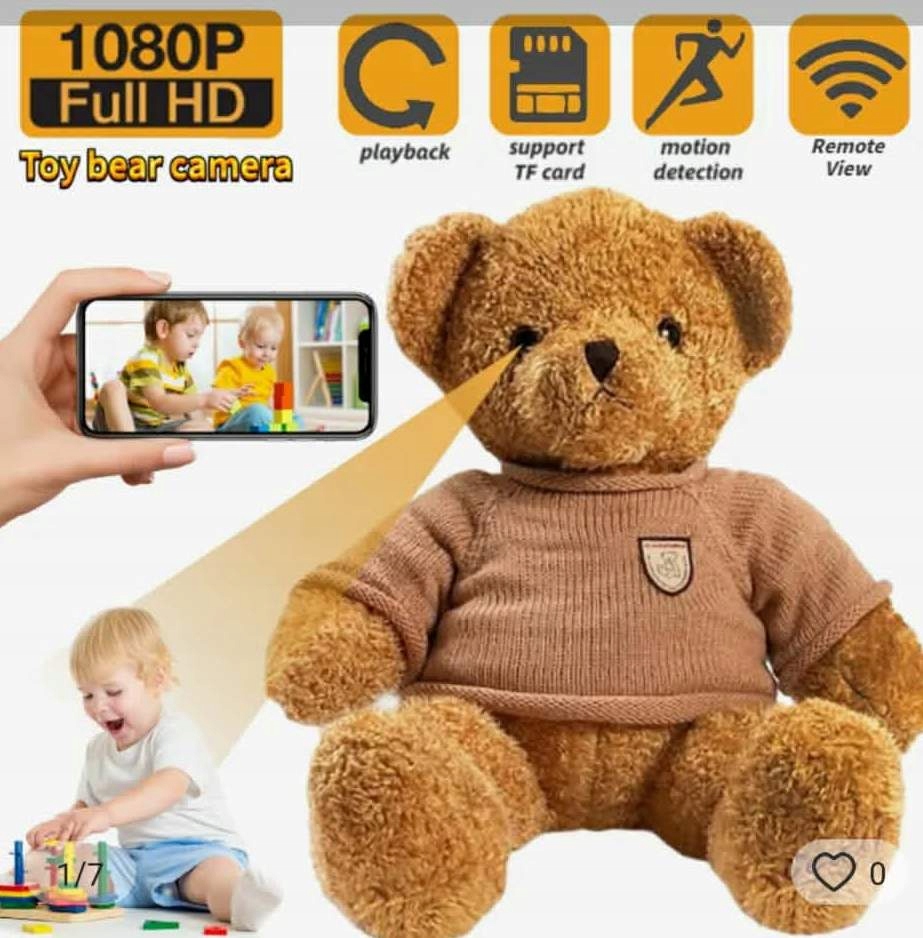 Skrytá Mini Špionážna Kamera Na Batérie Medvedík Plyšák Full Hd Wifi