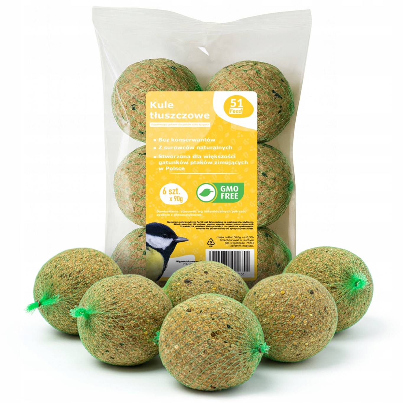 KULE TŁUSZCZOWE DLA PTAKÓW KARMA POKARM ZE SŁONECZNIKIEM ZIARNEM PYZY BILE