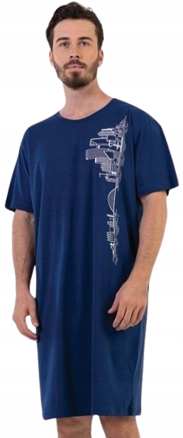 Pánská Košile Město Dlouhé Tričko Na Spaní Tmavě Modrá Košile XL