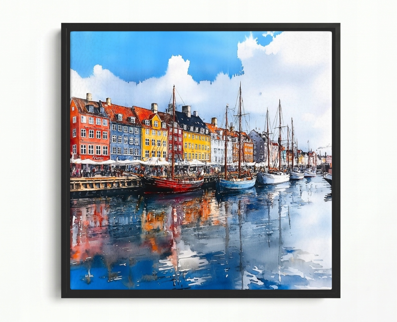 Obraz Rama American Box Krajina Město Dánsko Kodaň Nyhavn Kanál 50x50