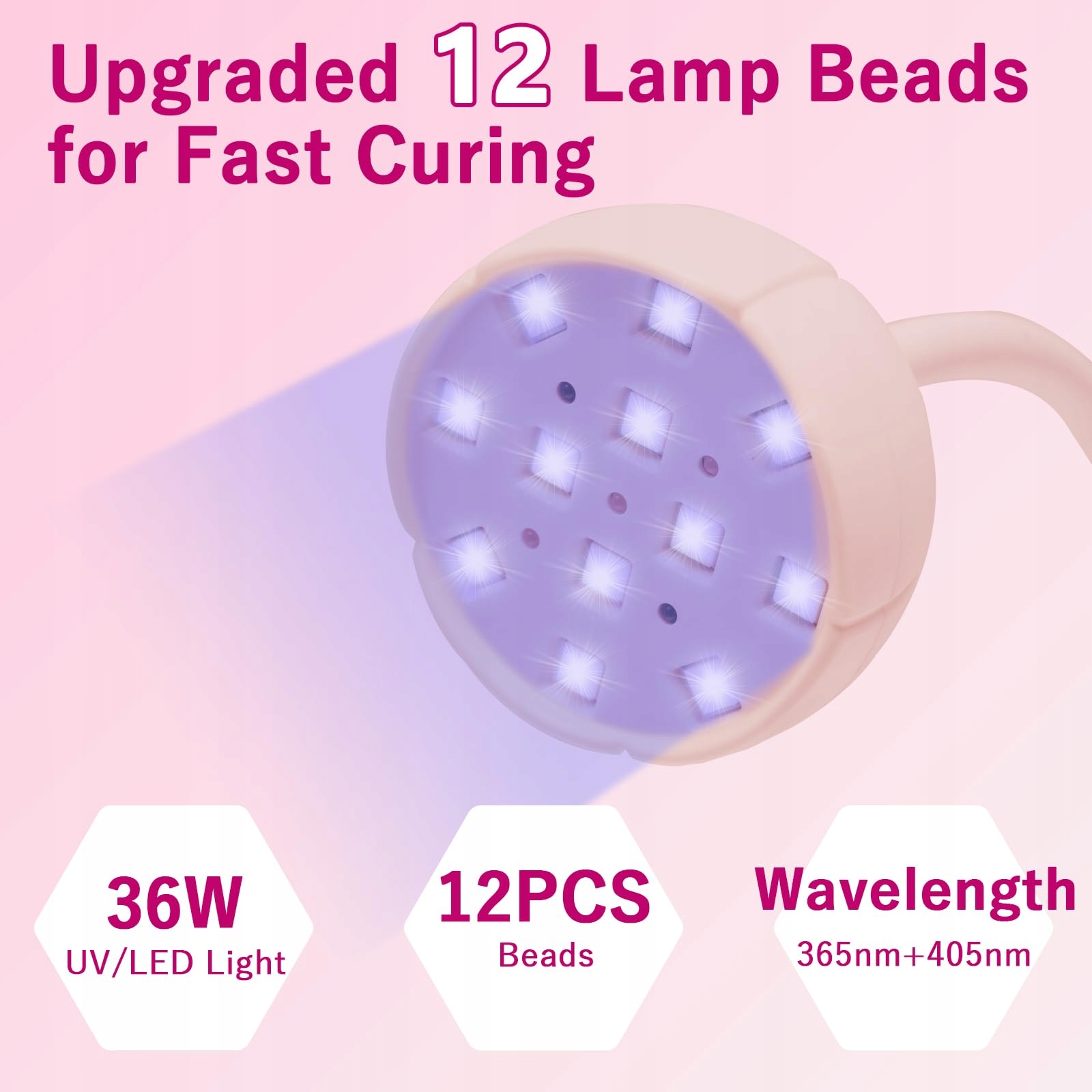CGBE Mini Lampa UV Do Paznokci Z Auto-Sensorem LCD 36W 12 LED Do Żelu — miniatura 4