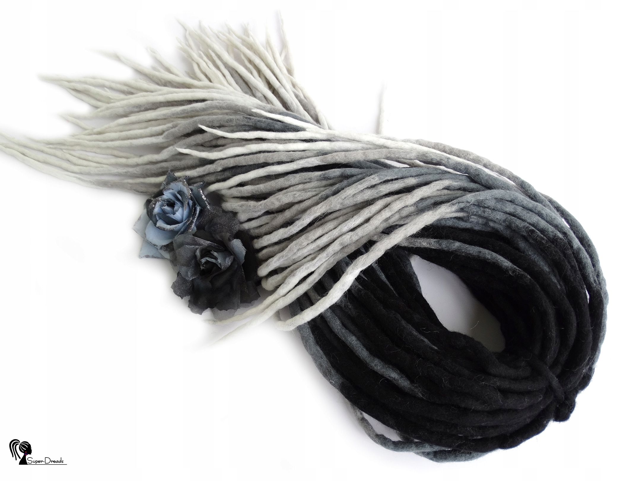 Vlněné pastelky Dredy, černá šedá bílá, Sněhové Hory, 10 ks