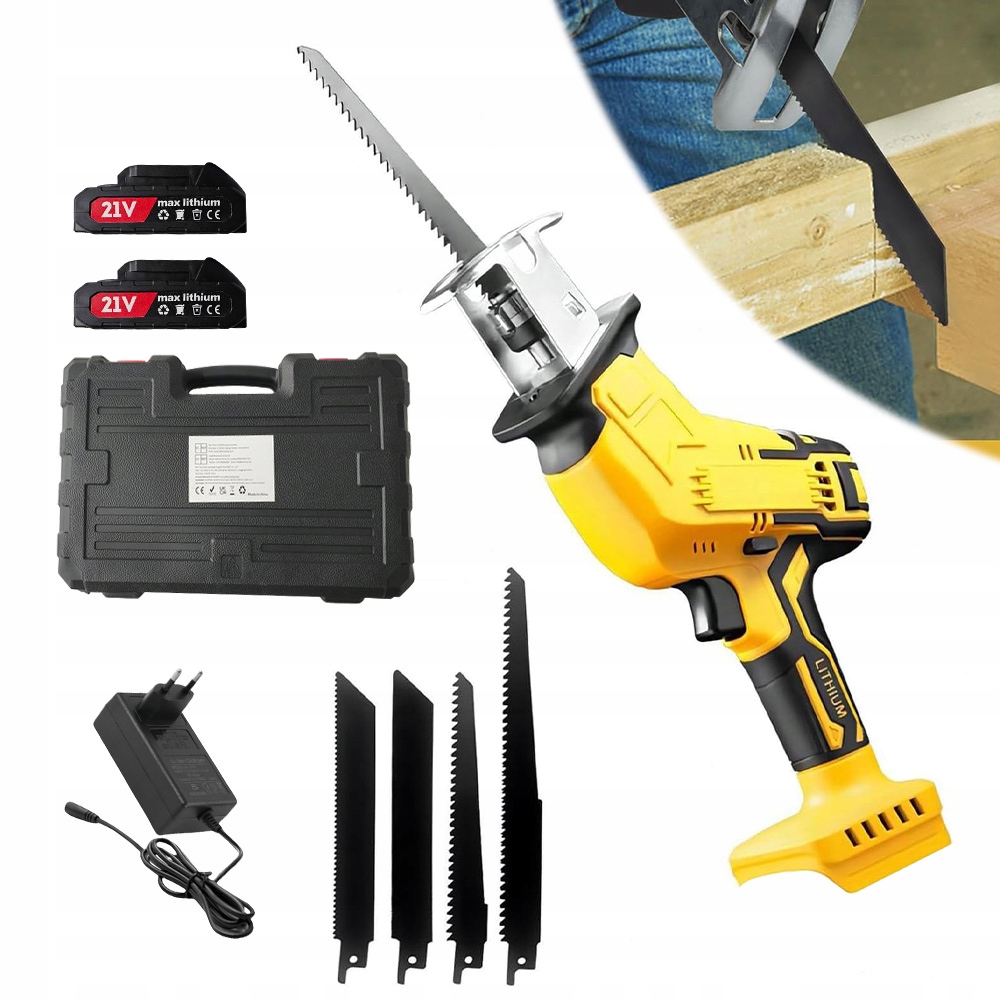 Pila Ocaska Bezdrátová 21V Výkonná 2000MAH Sada Se 4 Led Čepelemi