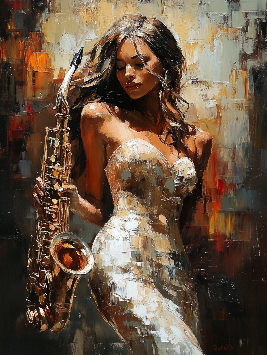 Obraz Na Plátně Canvas Žena Dívka Saxofon Hudba Jazz Club 75x100