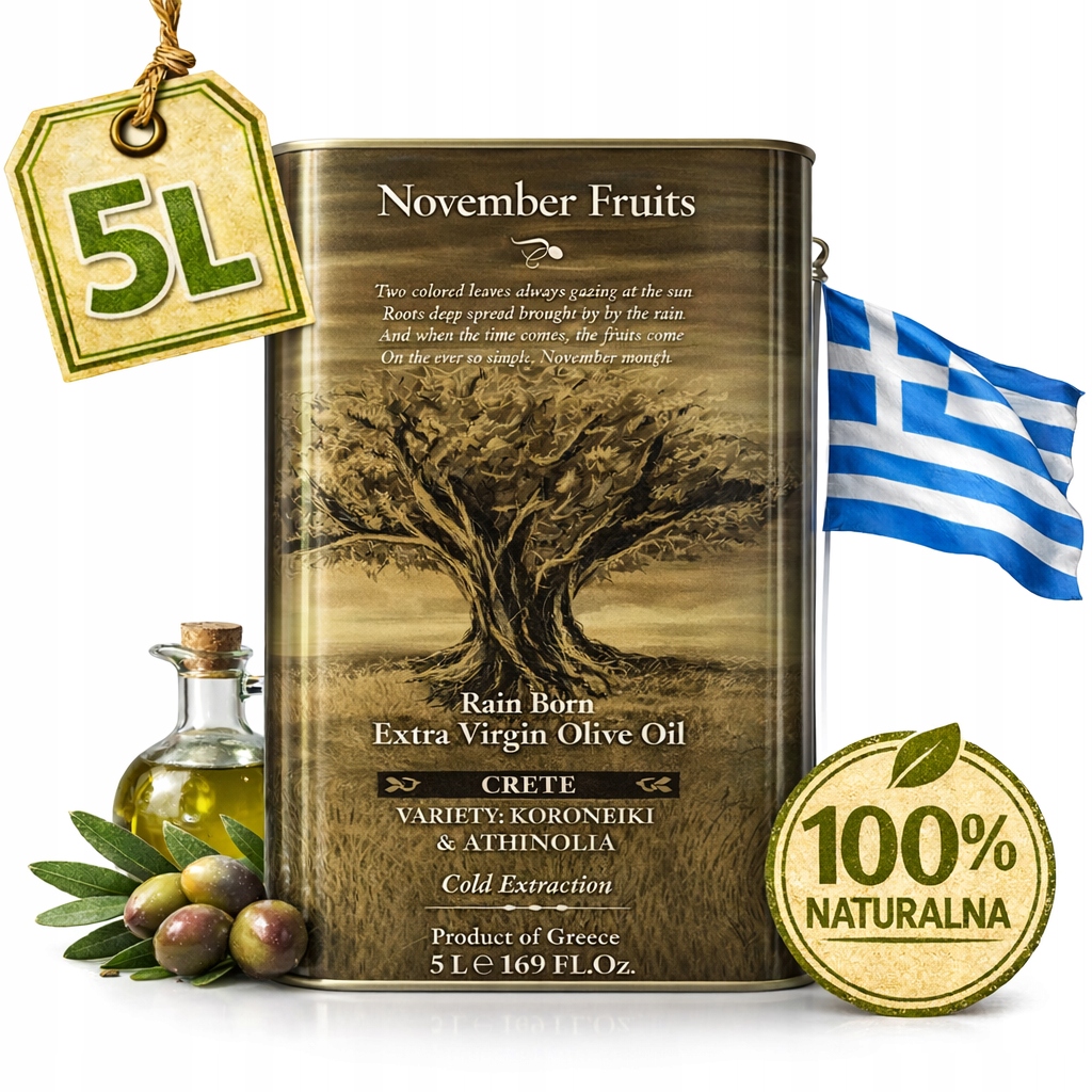 Levně Extra Panenský Řecký Prémiový Olej Lisovaný Za Studena 0,3% Lakonia, Plechovka 5 L