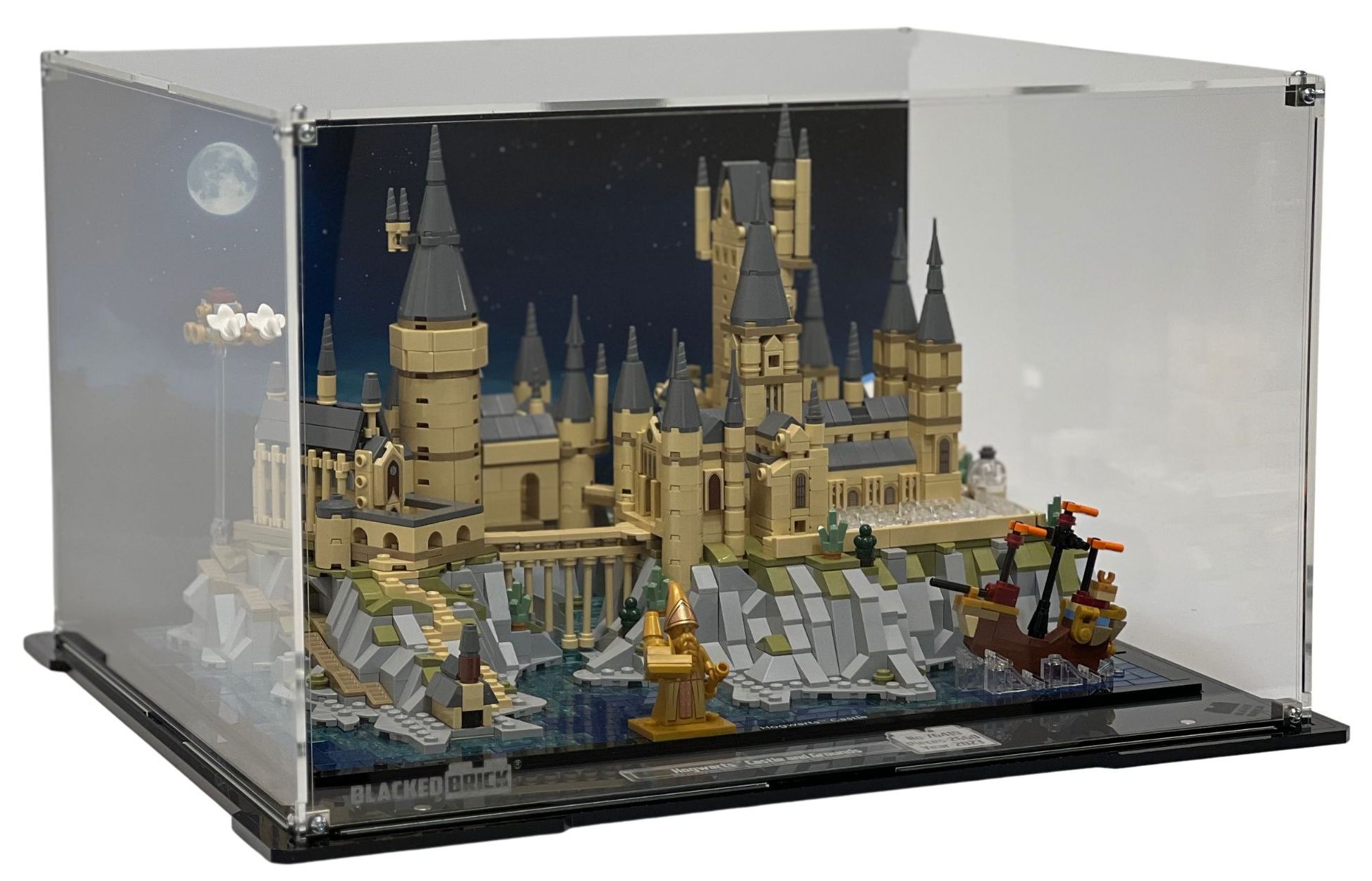 Vitrína s pozadím Blacked Brick pre Lego 76419 Harry Potter Rokfortský hrad