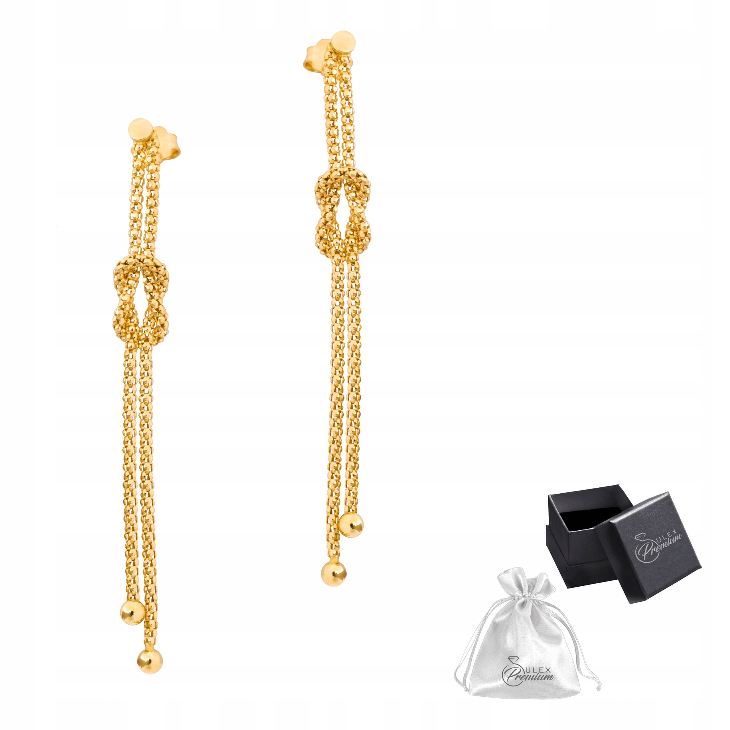 Stříbrné náušnice ryzost 925 Elegantní zlaté Náušnice S uzlíky pro ni