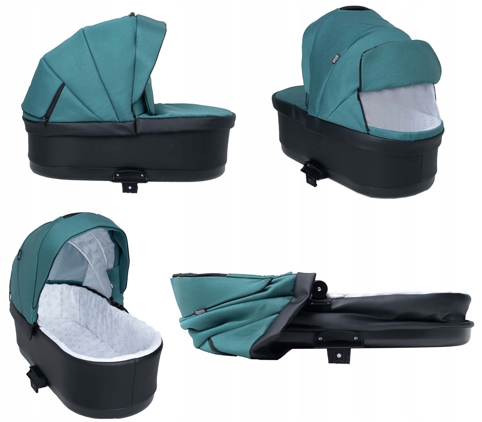 Vestin Black Wózek dziecięcy wielofunkcyjny 2w1+ECO Skóra Zestaw 2w1