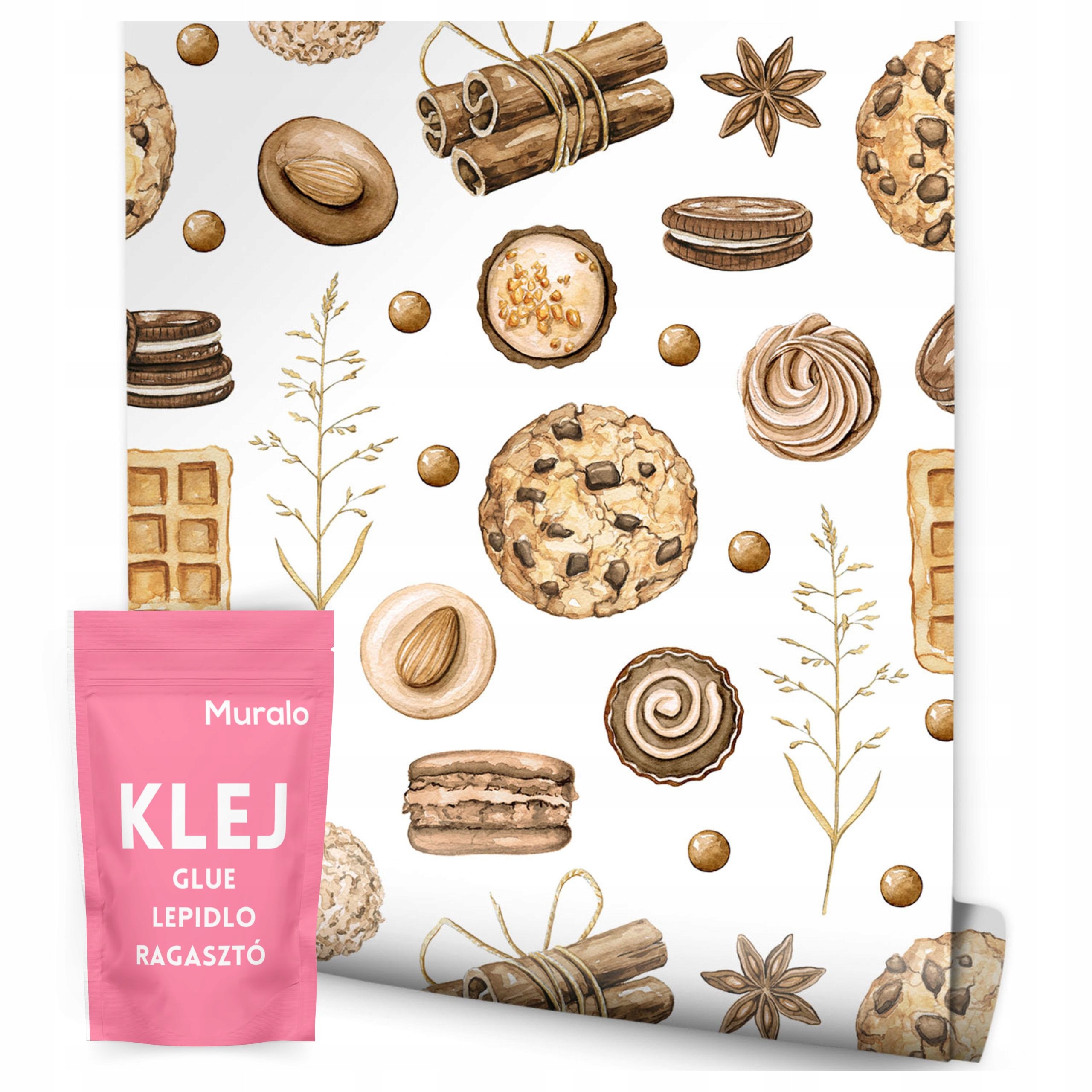 Tapeta V Roli Sladkosti Sušenky Vafle Muffiny Skořice Makronky Vintage