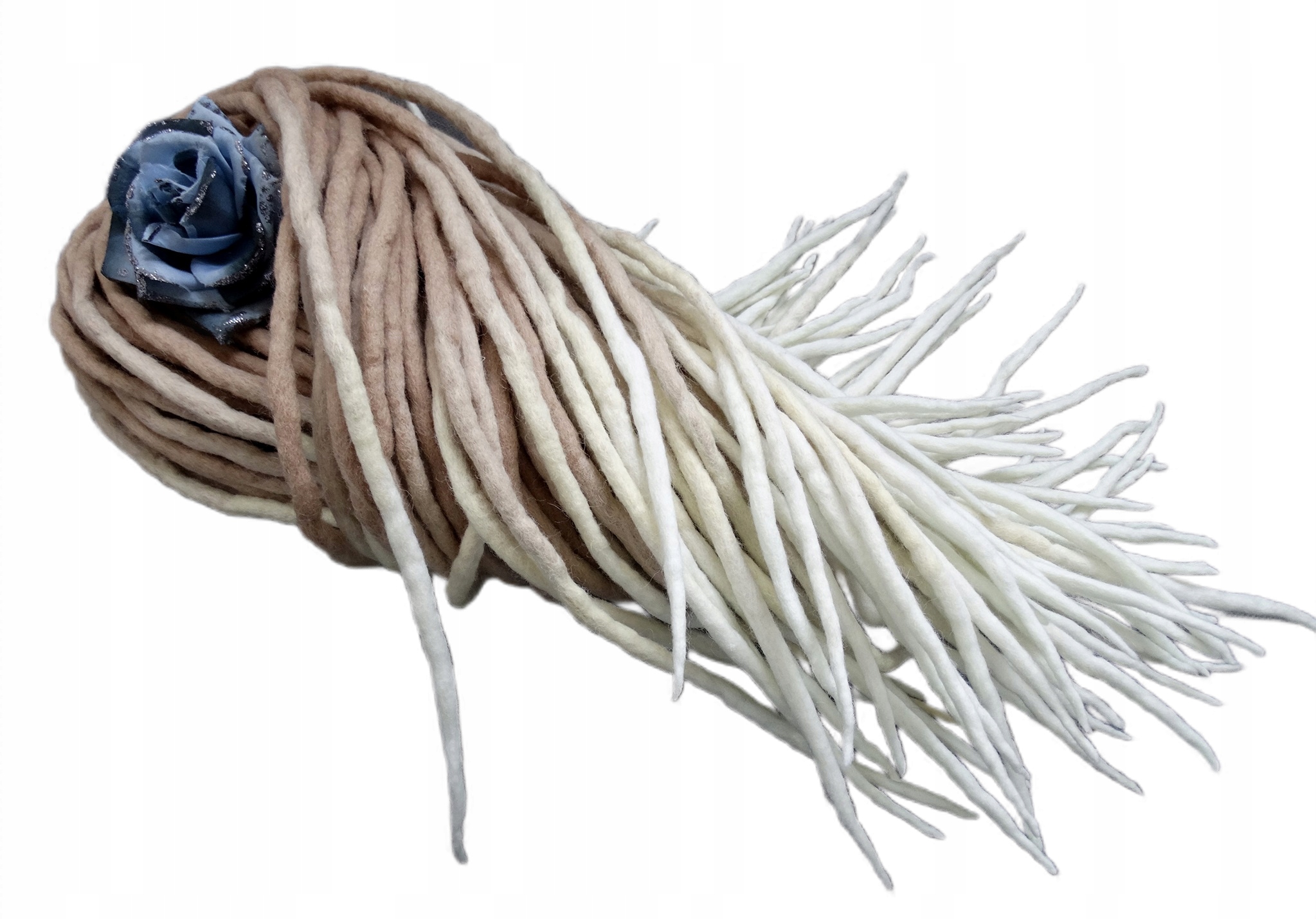 Dredloky Dredy vlněné, béžová blond bílá, Přírodní Krása, 10 ks