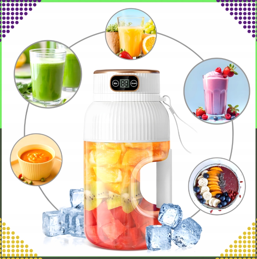 Přenosný mixér na nápoje Smoothie 1L Bezdrátový Usb
