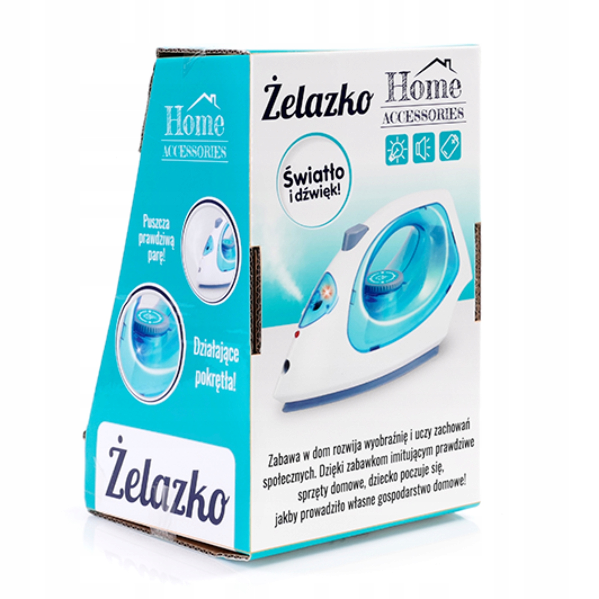 ŻELAZKO DLA DZIECI ZABAWKOWE ŚWIATŁO DŹWIĘK PARA Kolor dominujący odcienie zieleni