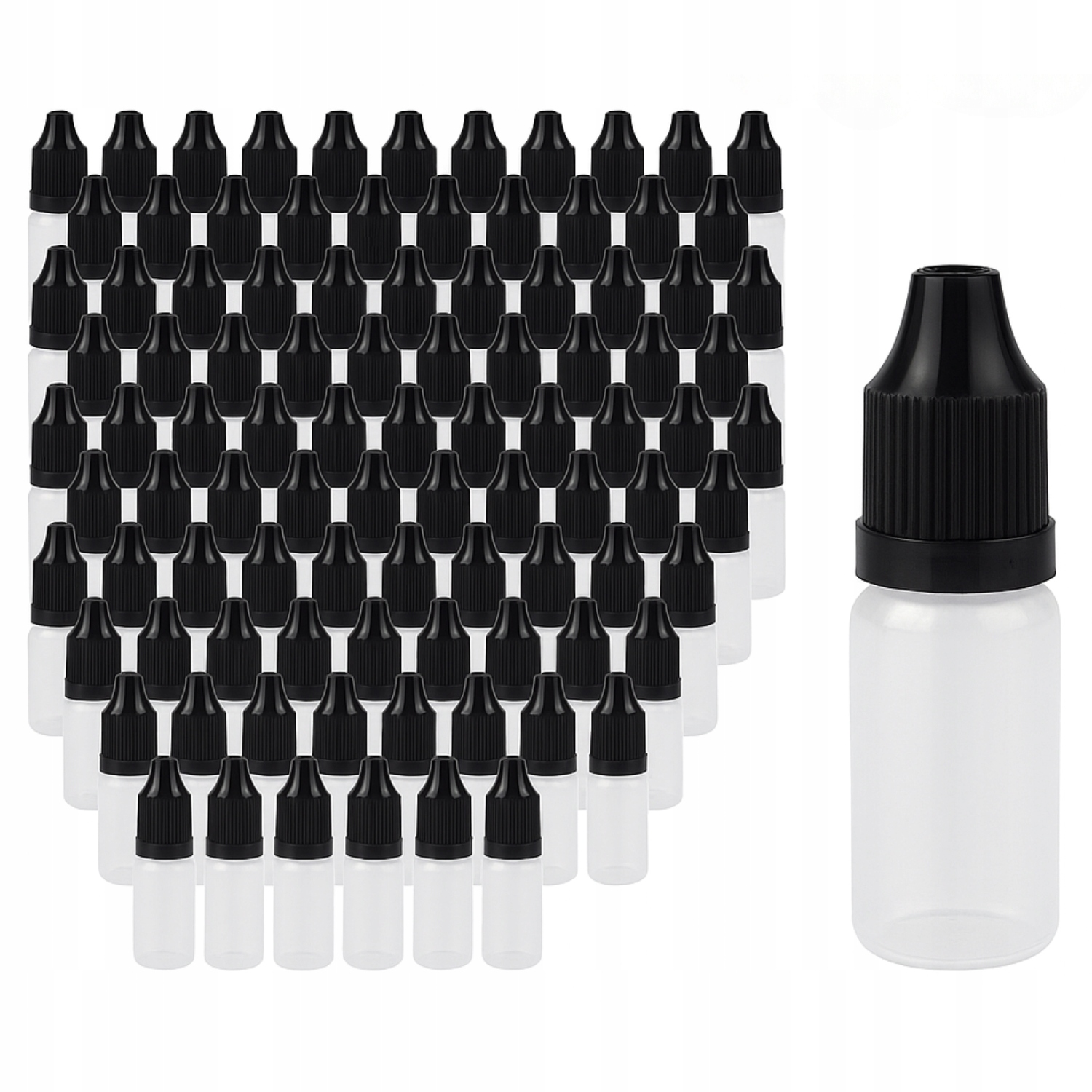 Butelka Pet Bezbarwna na Liquidy Kroplomierz Czarna Nakrętka 100x10ml