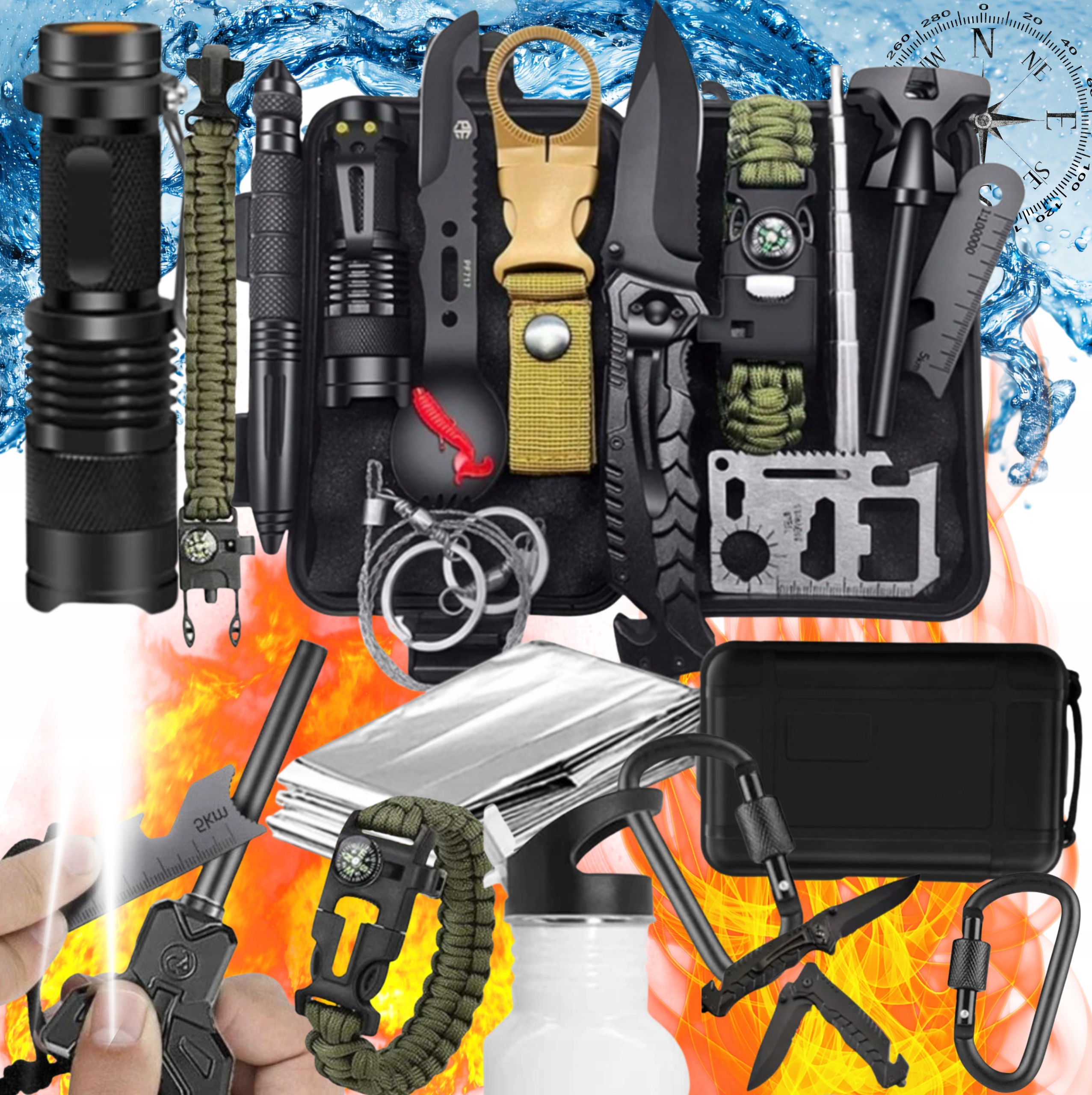 Velký Set 32V1 Pro Přežití Nezbytný Pro Přežití Nůž Kompas Multitool