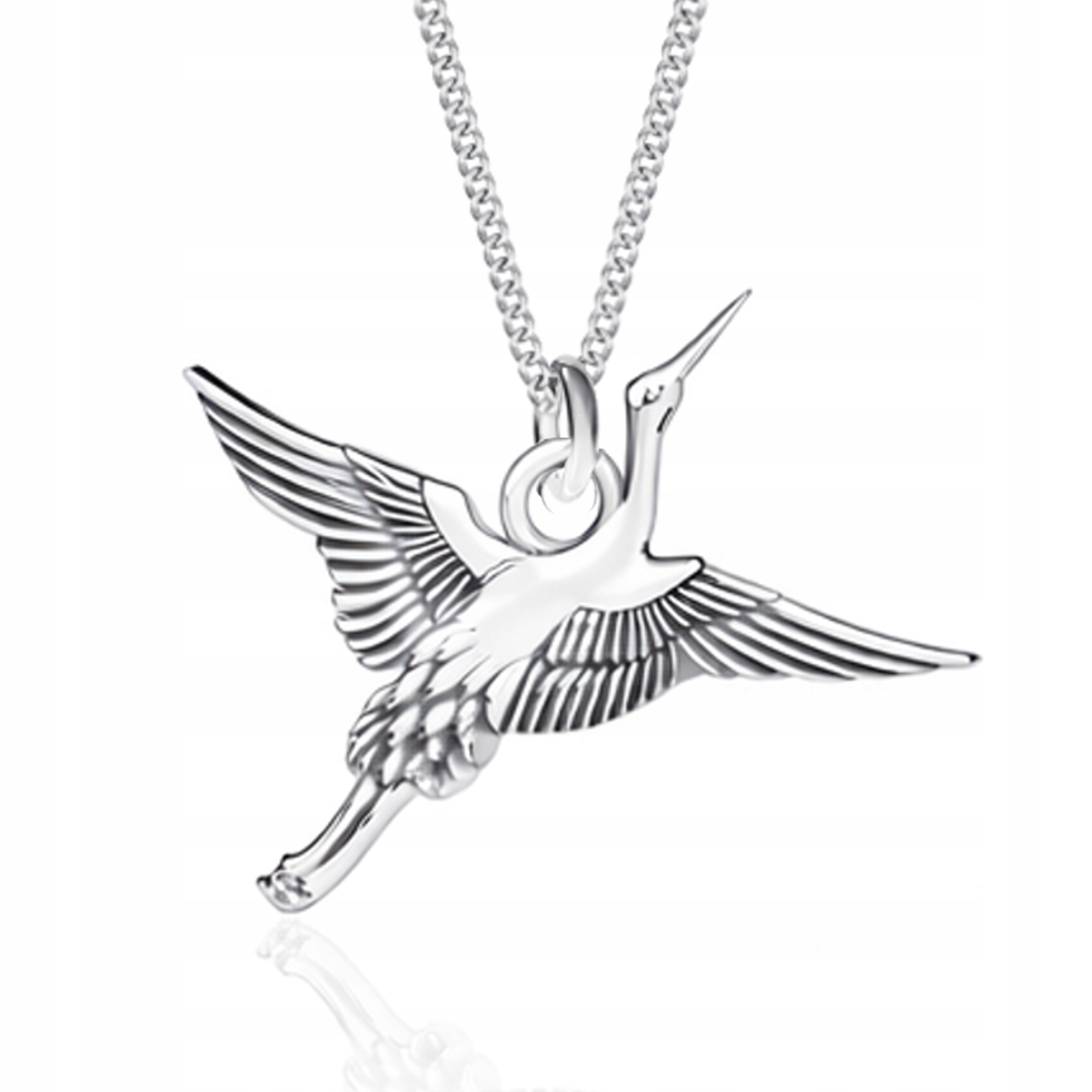 Pták Žuraw 3D Stříbrný náhrdelník pancíř stříbro 925