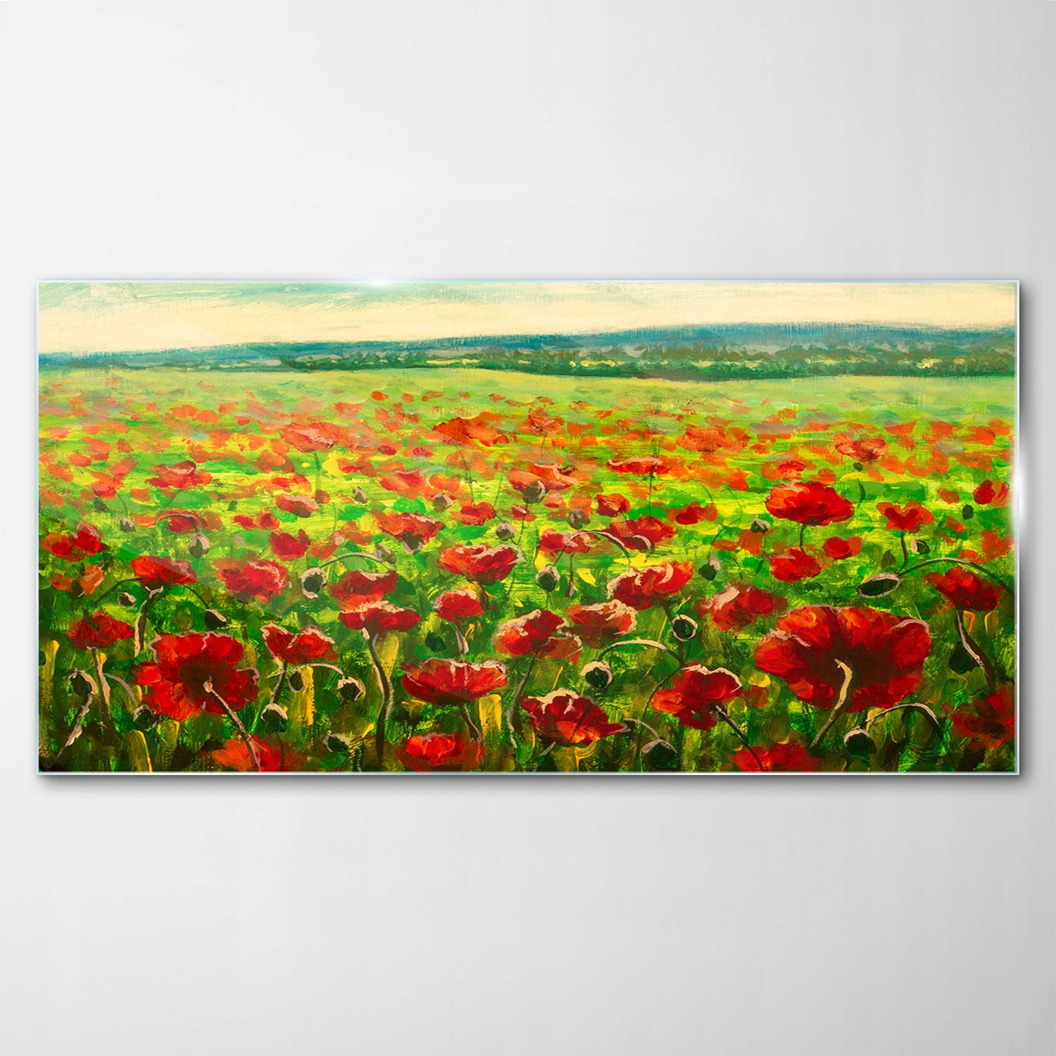 Obraz Sklenený dekor Pole Maki Západ slnka 120x60