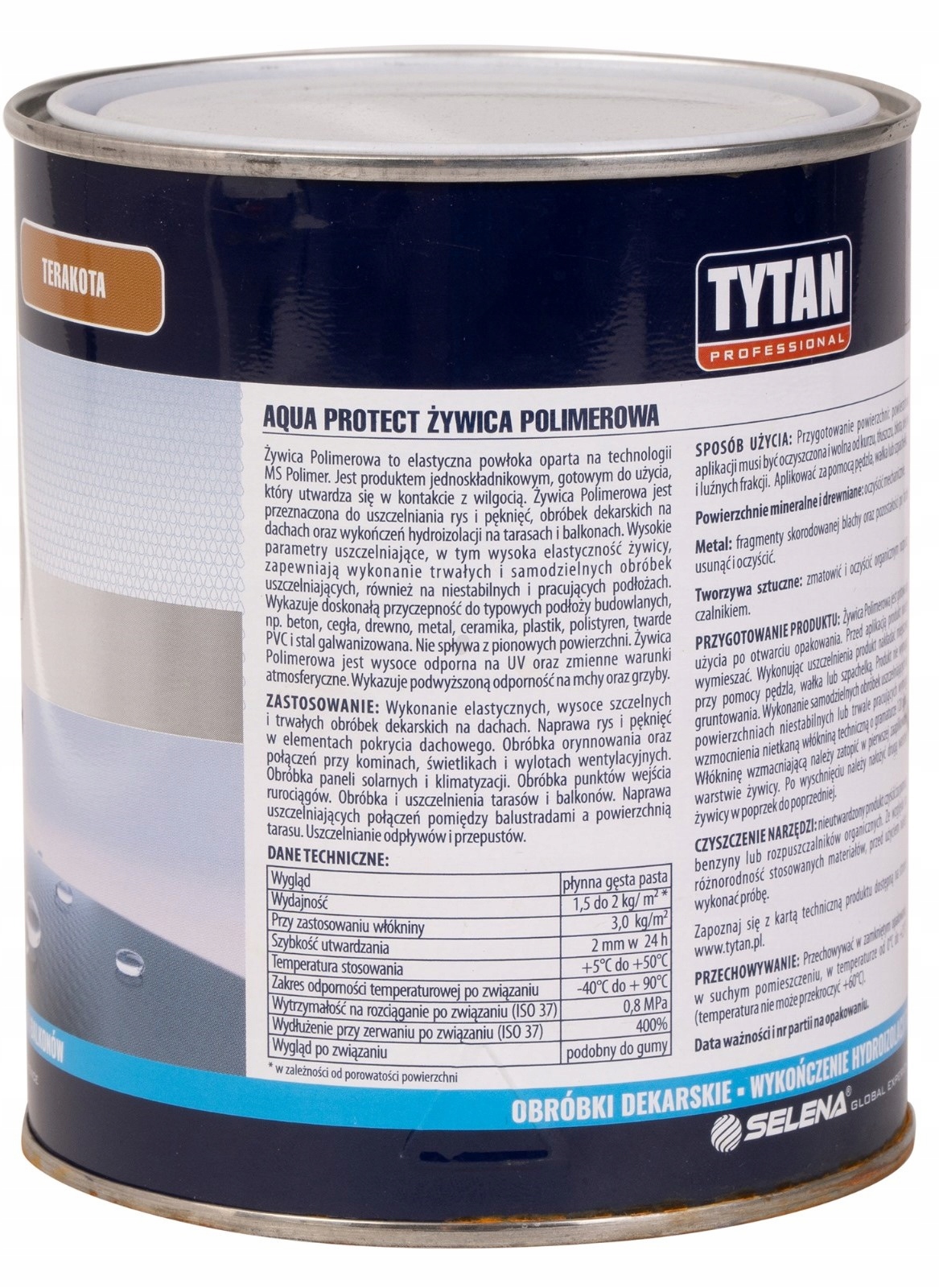 TYTAN ŻYWICA POLIMEROWA AQUA PROTECT TERAKOTA BRĄZ 1KG DACH TARAS BALKON EAN (GTIN) 5902120168323