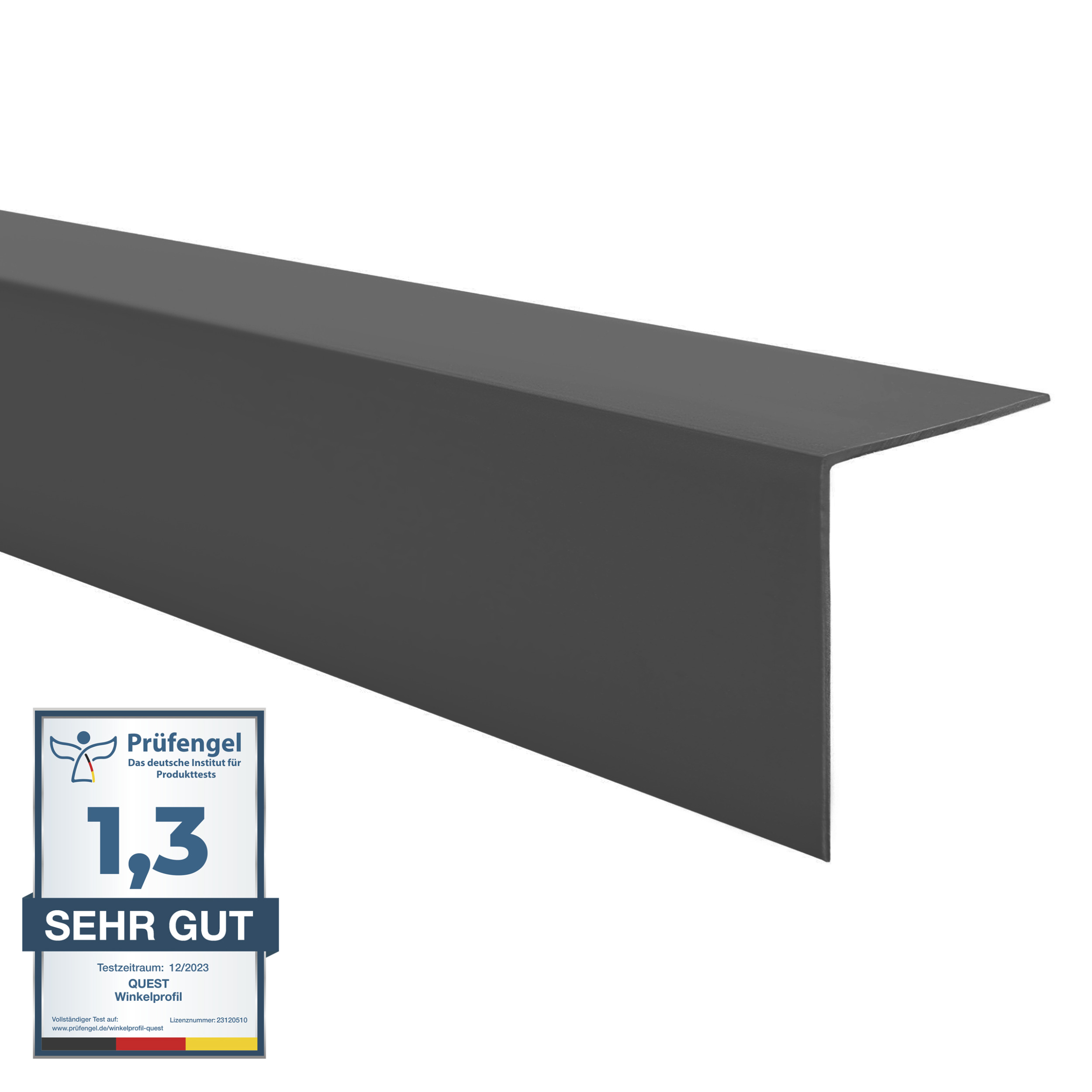 Tvrdý uholník z Pvc, dekoratívny uhlový profil, 30 x 30, tmavosivý, 1 m