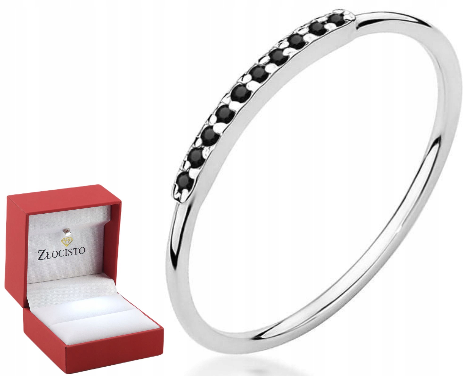 Bílé Zlato Prstýnek S Černými Brilianty Gravírování 585 Bonus Dárek