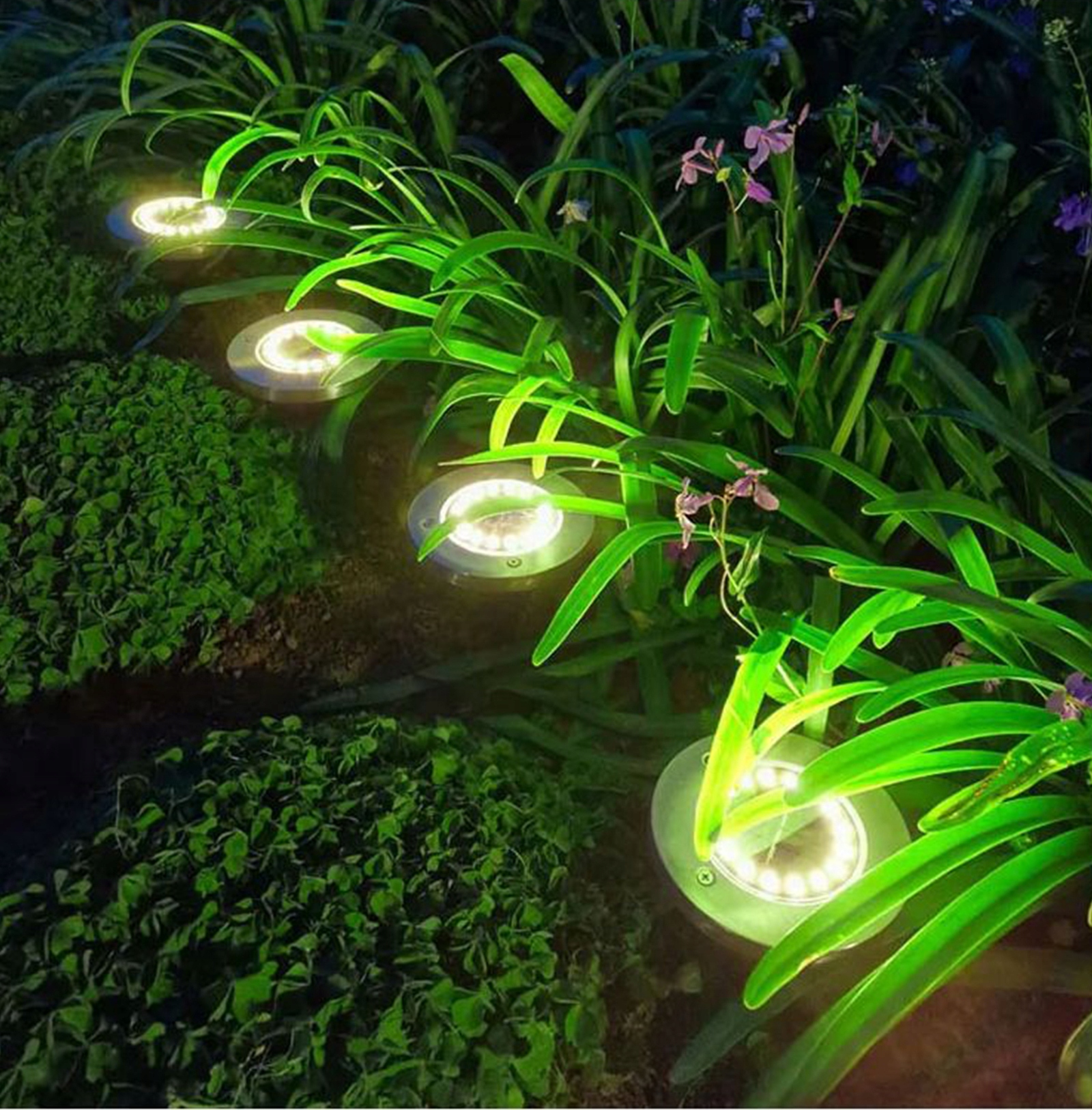 4x Lampka Ogrodowa LED SOLARNA DOGRUNTOWA Wbijana Najazdowa DYSK LED Stan opakowania oryginalne