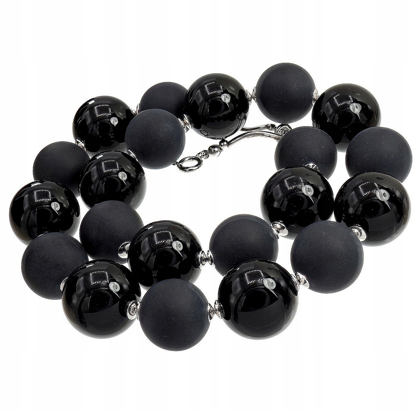 Okázalý náhrdelník Onyx Stříbro