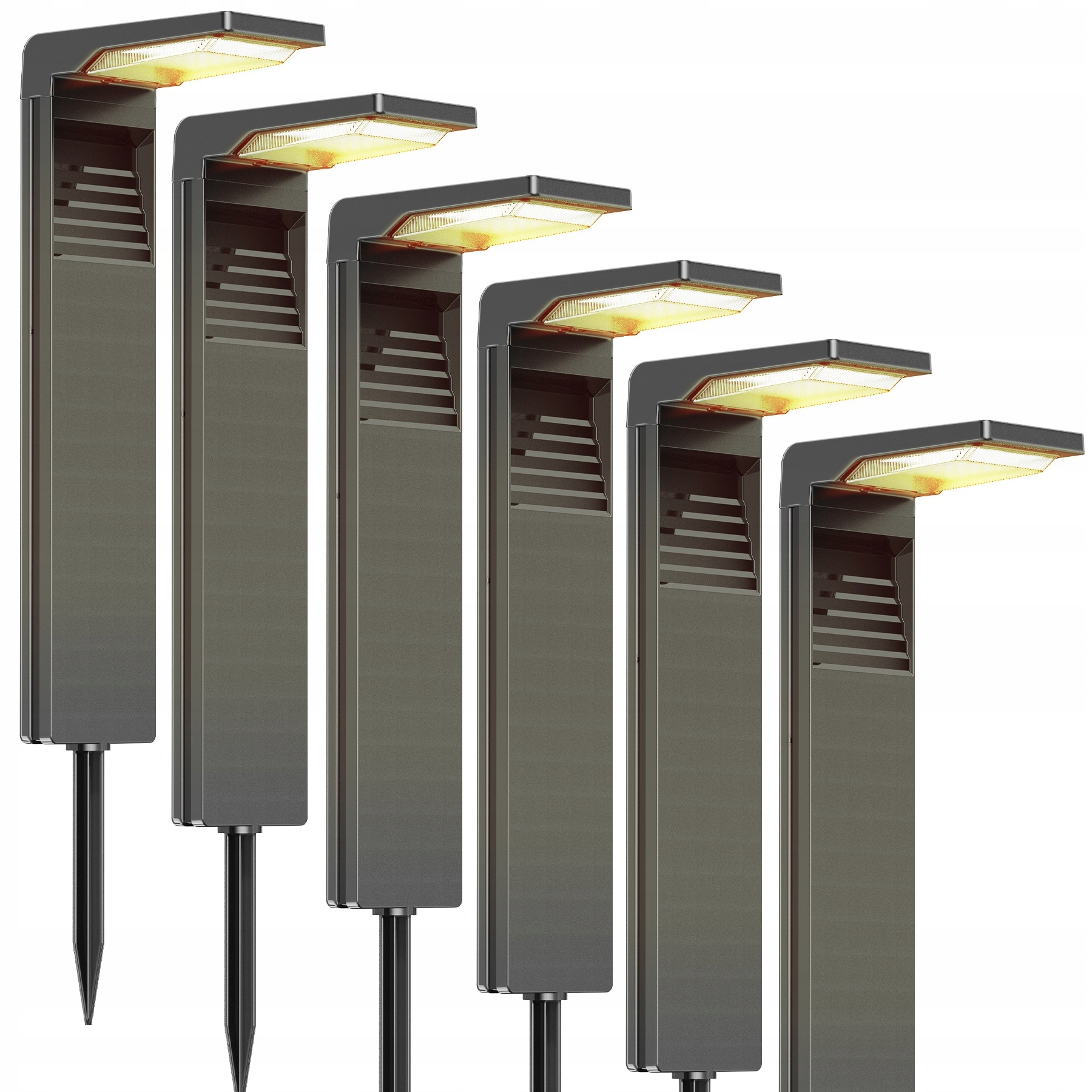 6 ks Solárna stojaca záhradná lampa 57 cm Sada silných stĺpikov