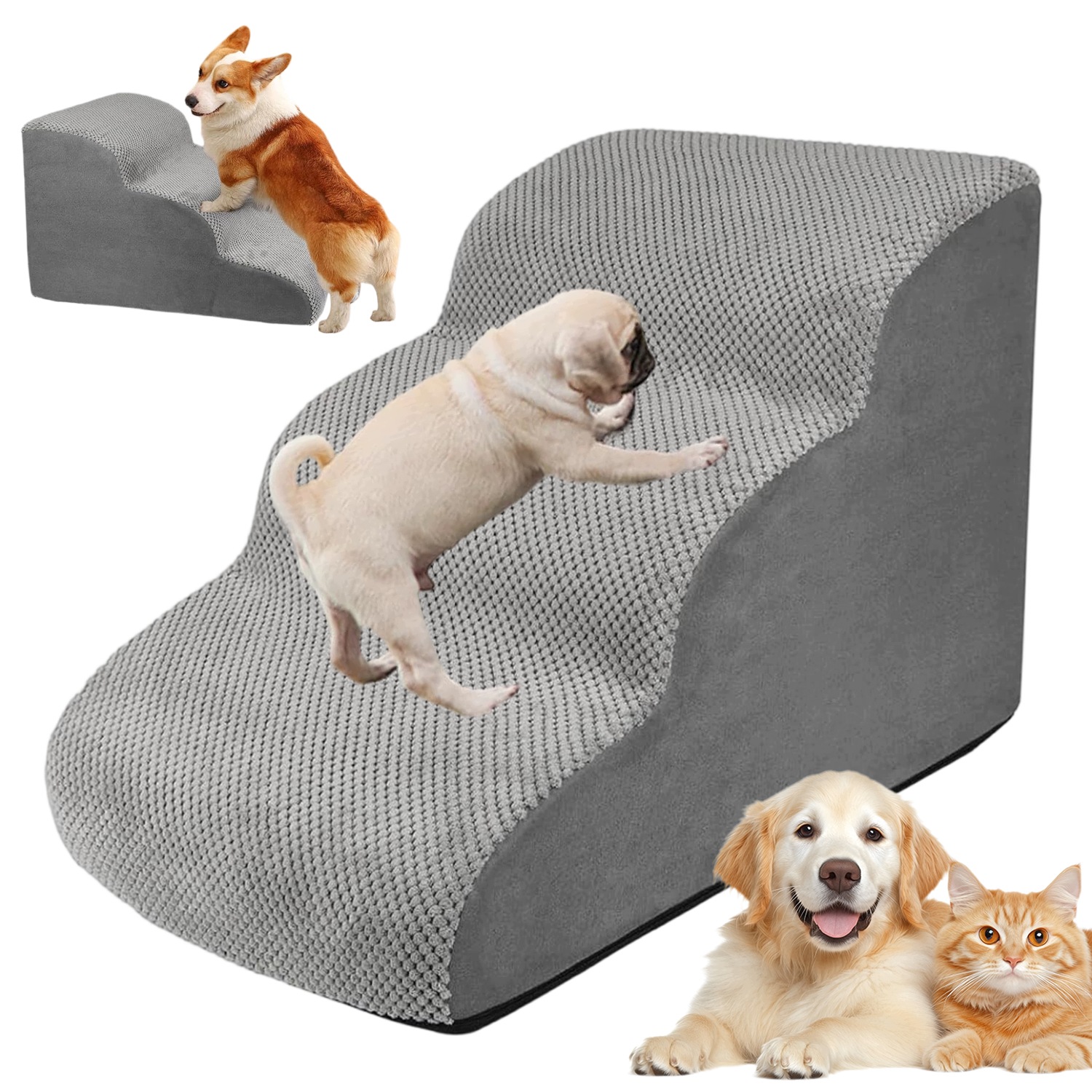 Schůdky Pro Psa Na Vstupování Plošina 3 Stupně 35 CM Mírná Stabilní Rampa