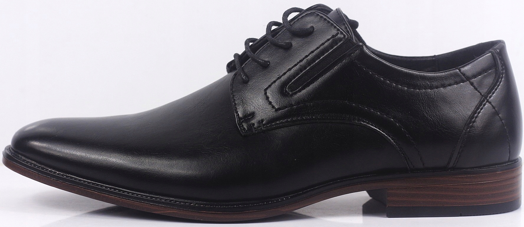 Buty męskie półbuty wizytowe do garnituru czarne sznurowane