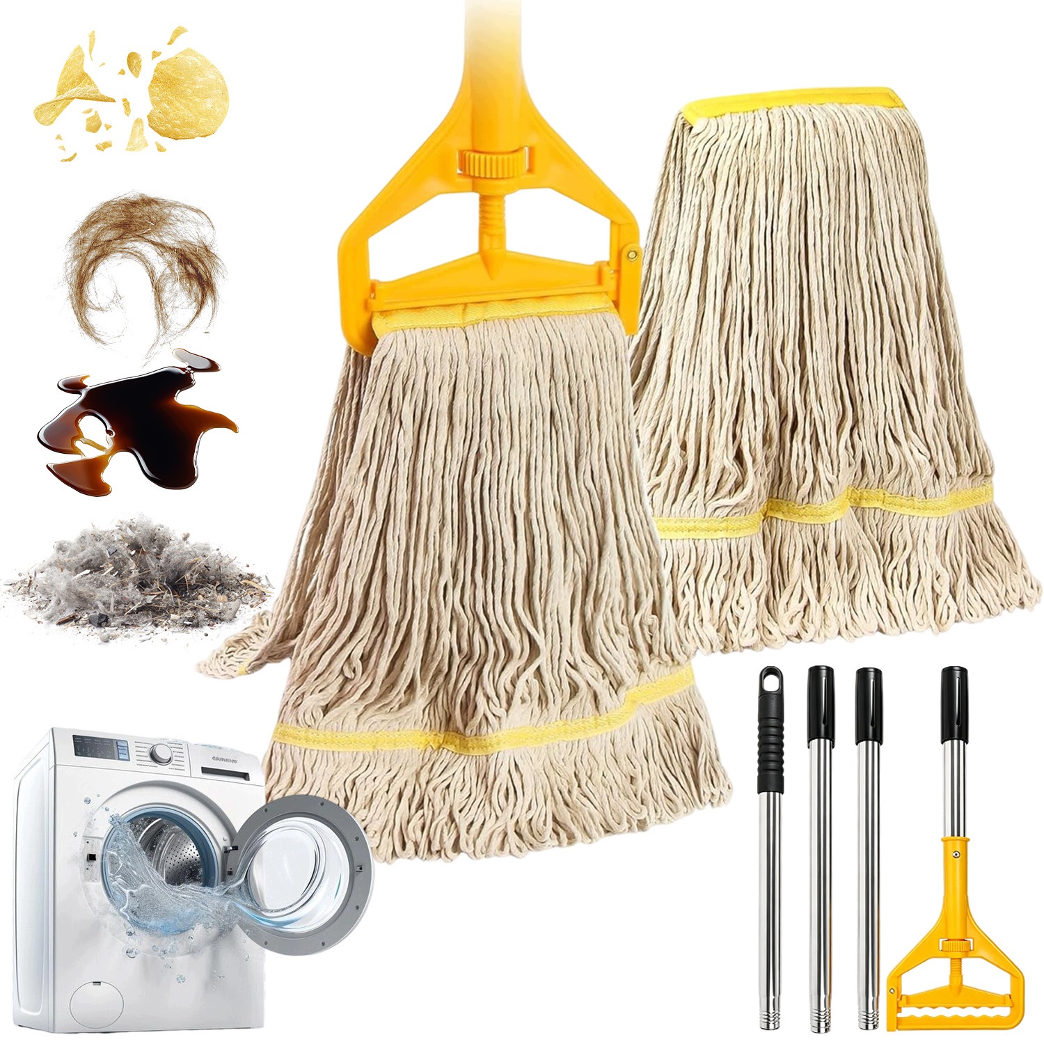Koncovka pro provázkový mop Antibakteriální mikrovlákno Zásoba násada 150 cm