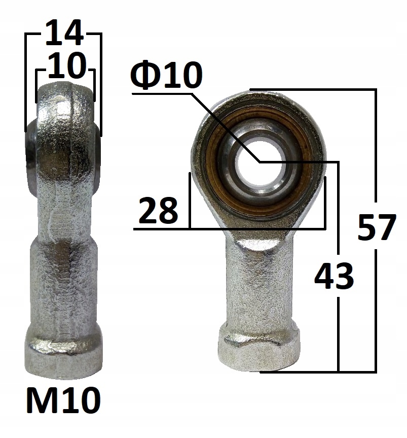 

Przegub oczkowy wahliwy 10mm gwint M10 dł. 43mm